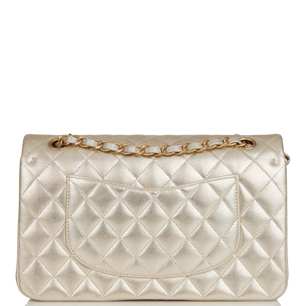 Chanel Medium Classic Double Flap Bag Gold Iridescent Lambskin Antique Gold Hardware