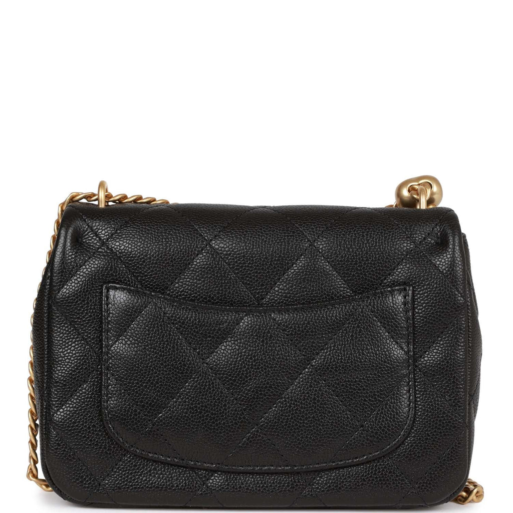 Chanel Sweetheart Crush Mini Rectangular Flap Bag Black Caviar Antique Gold Hardware