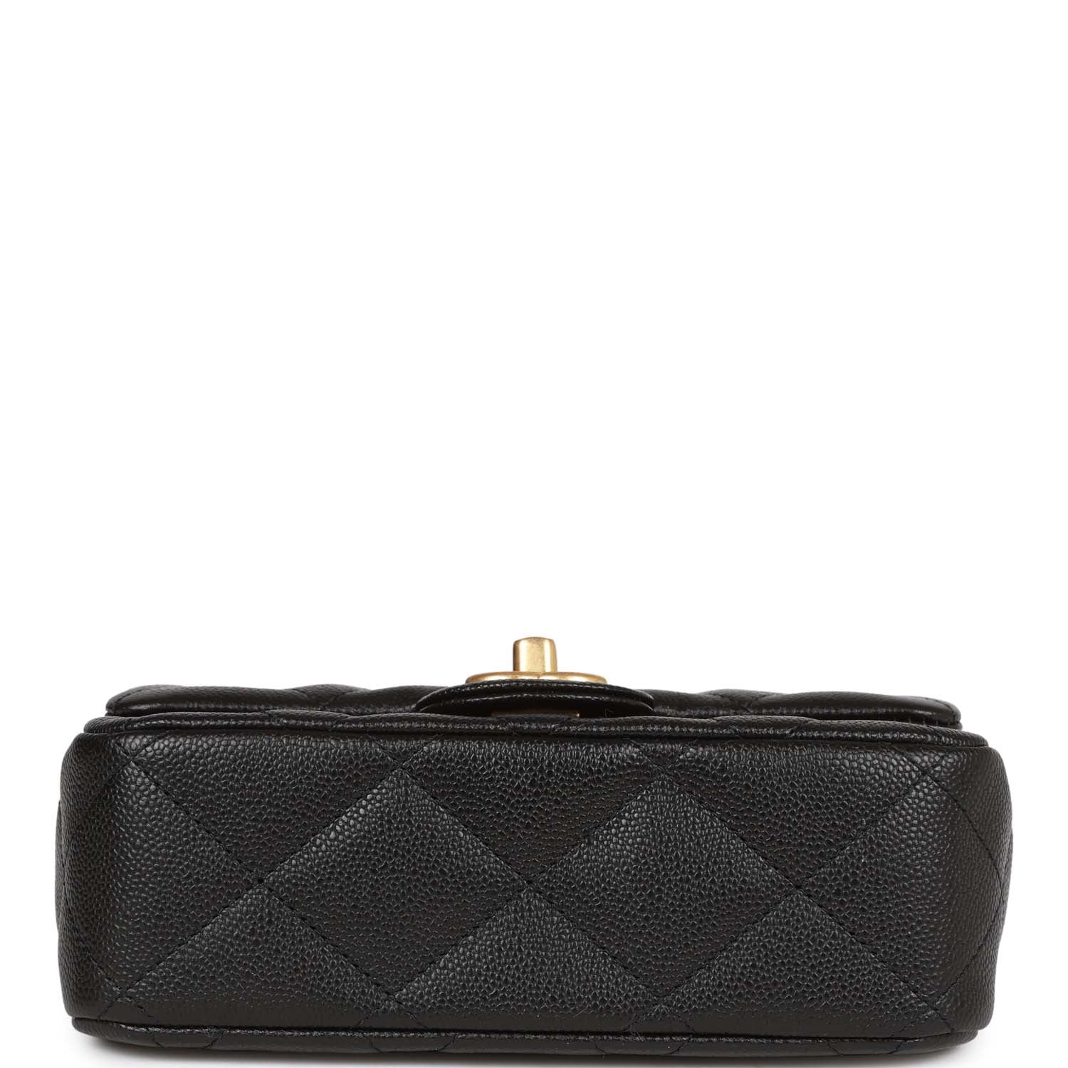 Chanel Sweetheart Crush Mini Rectangular Flap Bag Black Caviar Antique Gold Hardware