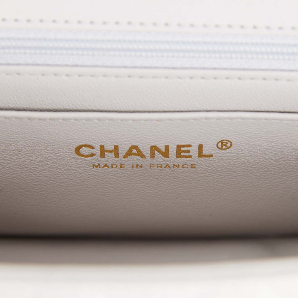 Chanel Mini Rectangular Flap Bag with Top Handle Grey Lambskin Antique Gold Hardware
