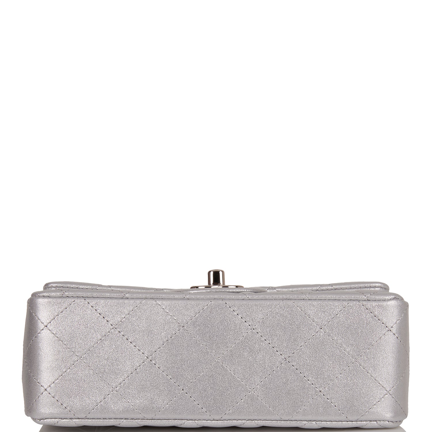 Chanel Mini Rectangular Flap Bag Silver Iridescent Lambskin Silver Hardware
