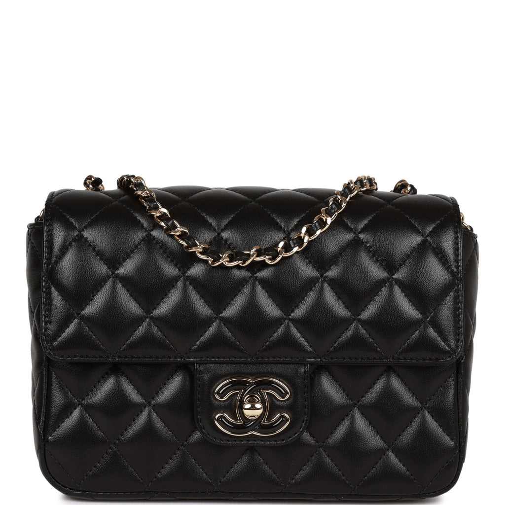 Chanel Candy Heart Mini Flap Bag Black Lambskin Enamel and Light Gold Hardware