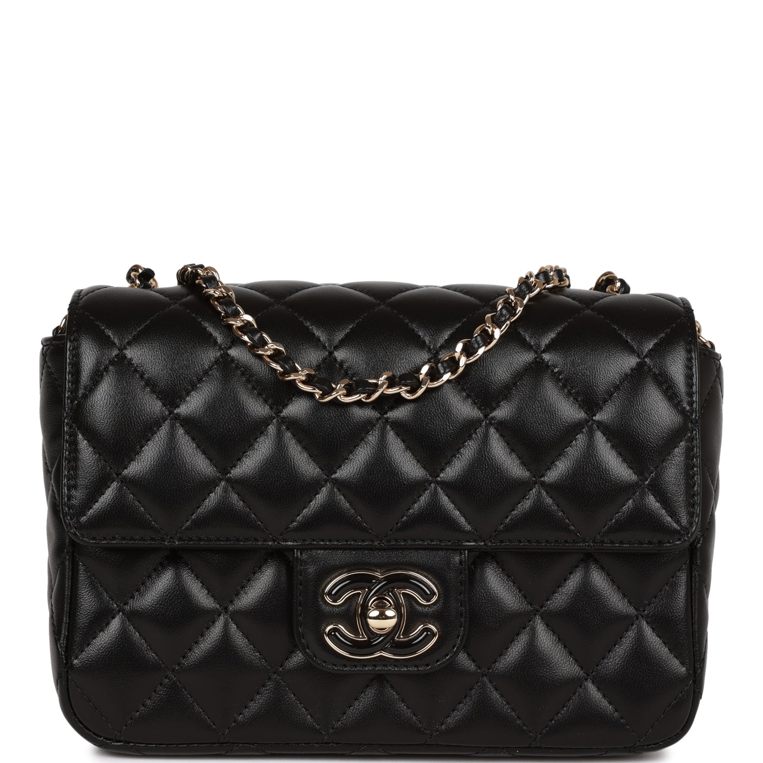 Chanel Candy Heart Mini Flap Bag Black Lambskin Enamel and Light Gold Hardware