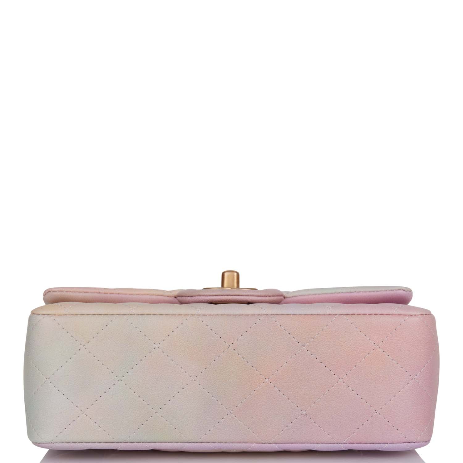 Chanel Mini Rectangular Flap Bag with Top Handle Light Pink Ombre Lambskin Antique Gold Hardware