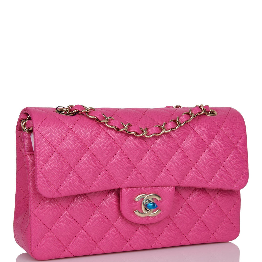 Chanel Small Classic Double Flap Pink Caviar Light Gold Hardware
