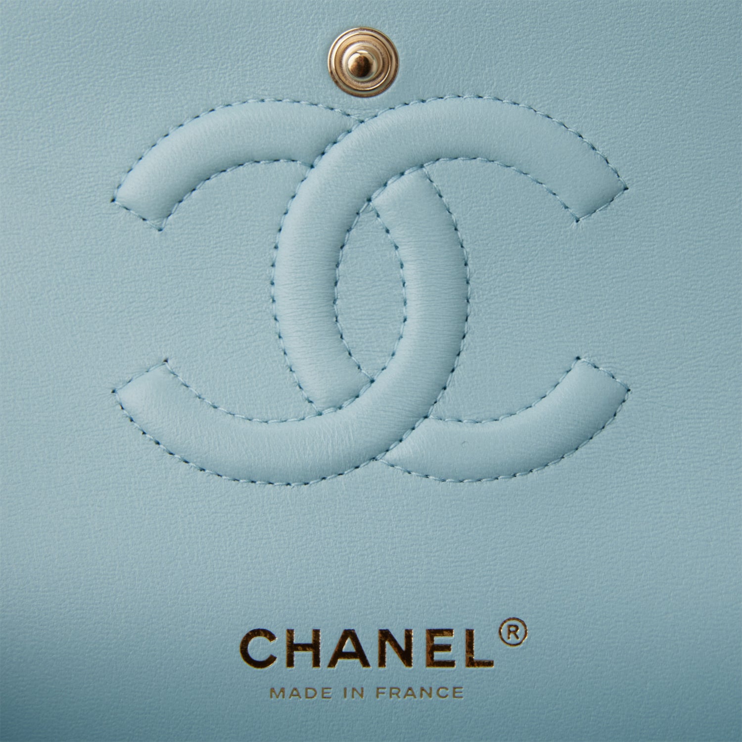 Chanel Medium Classic Double Flap Bag Blue Quilted Caviar Light Gold Hardware