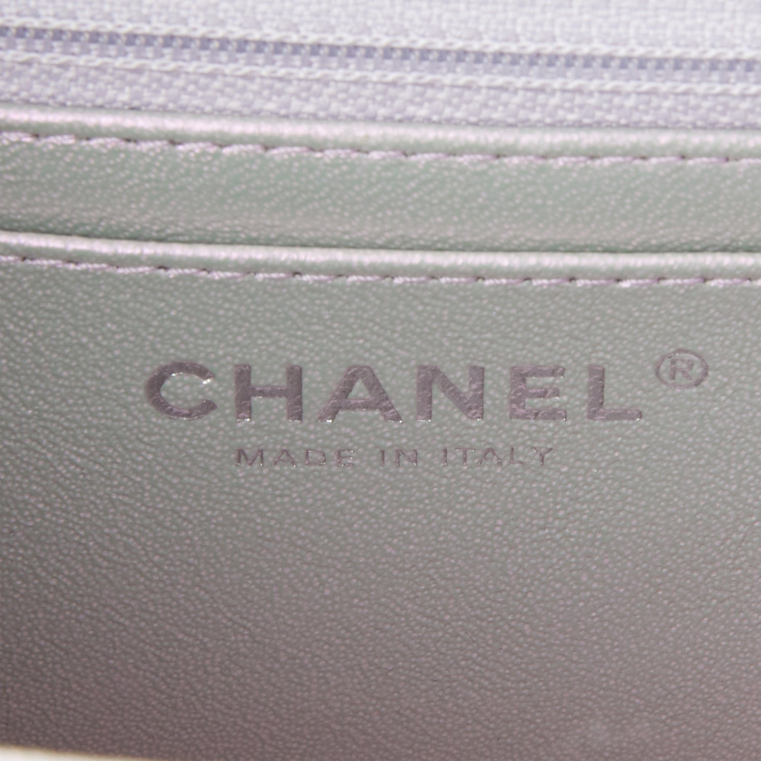 Chanel Mini Rectangular Flap Bag Purple Iridescent Quilted Lambskin Silver Hardware