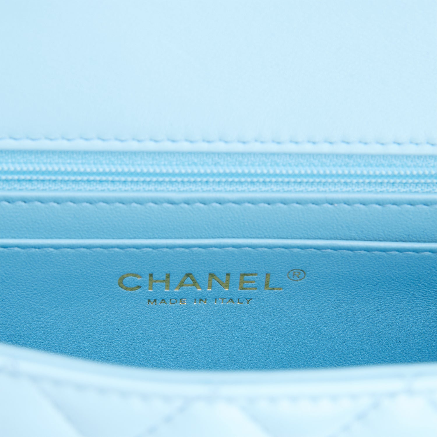 Chanel Mini Rectangular Flap Bag Blue Lambskin Light Gold Hardware