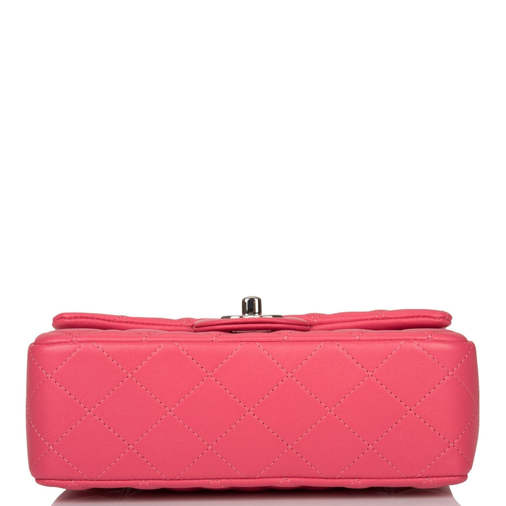 Chanel Pink Quilted Lambskin Rectangular Mini Classic Flap Bag Silver Hardware