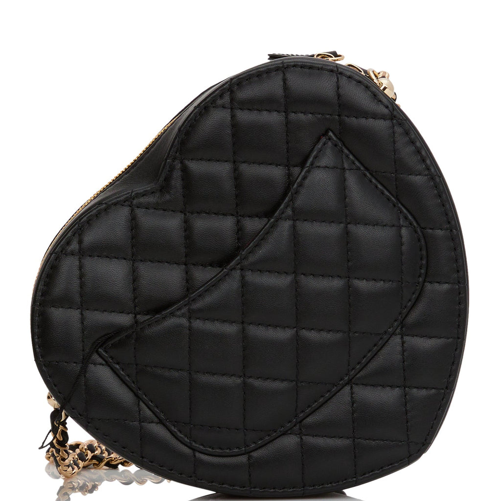 Chanel CC In Love Large Heart Bag Black Lambskin Light Gold Hardware
