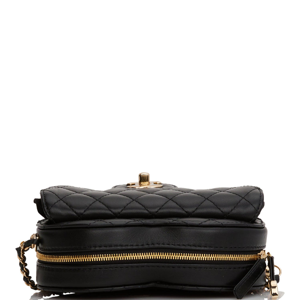 Chanel CC In Love Large Heart Bag Black Lambskin Light Gold Hardware