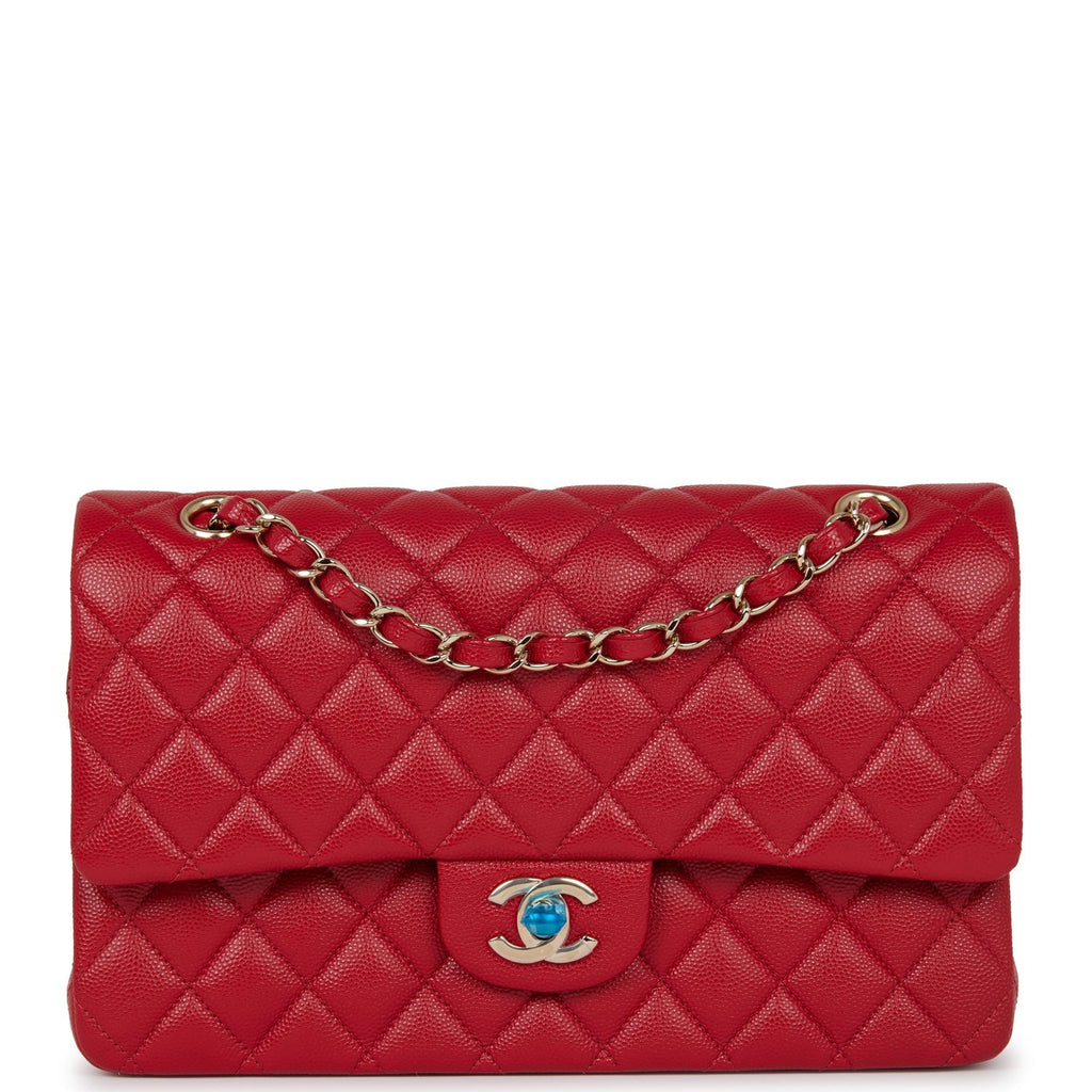 Chanel Medium Classic Double Flap Bag Red Caviar Light Gold Hardware
