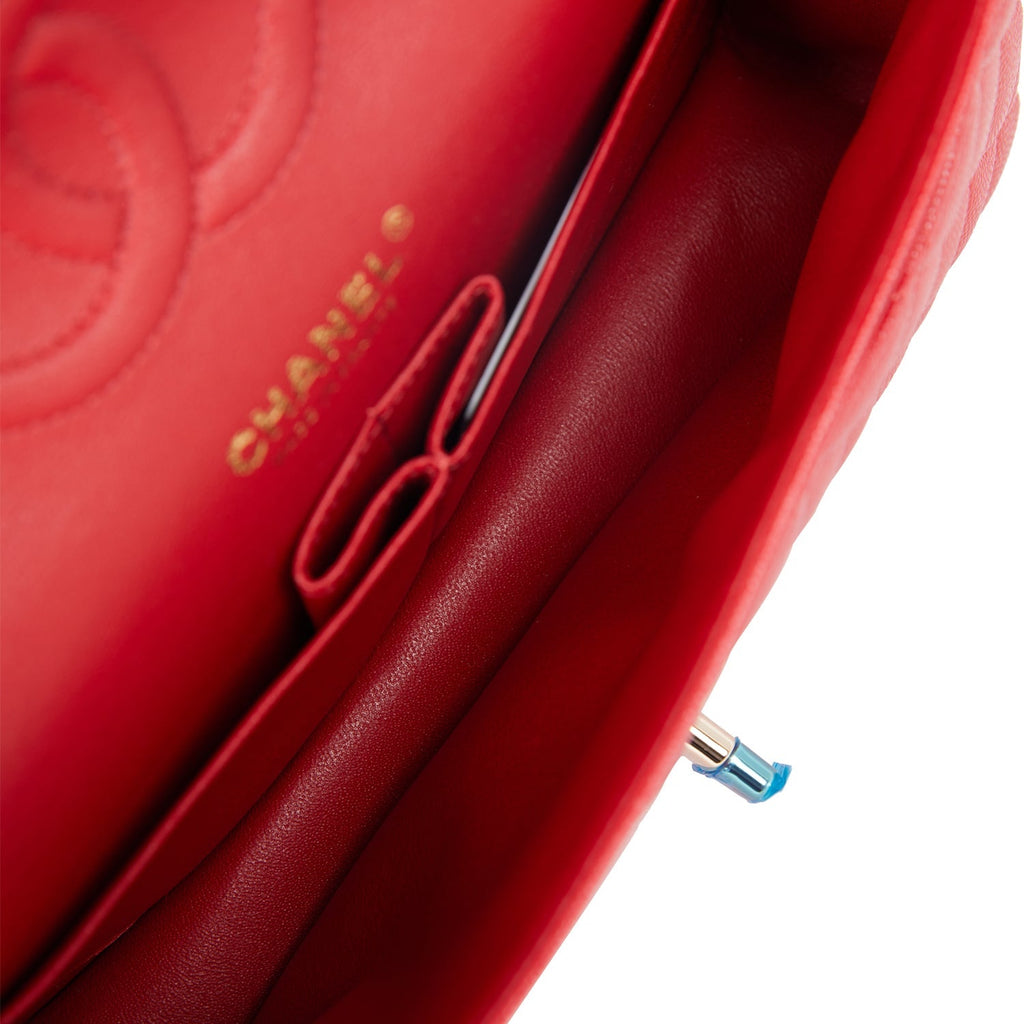 Chanel Medium Classic Double Flap Bag Red Caviar Light Gold Hardware