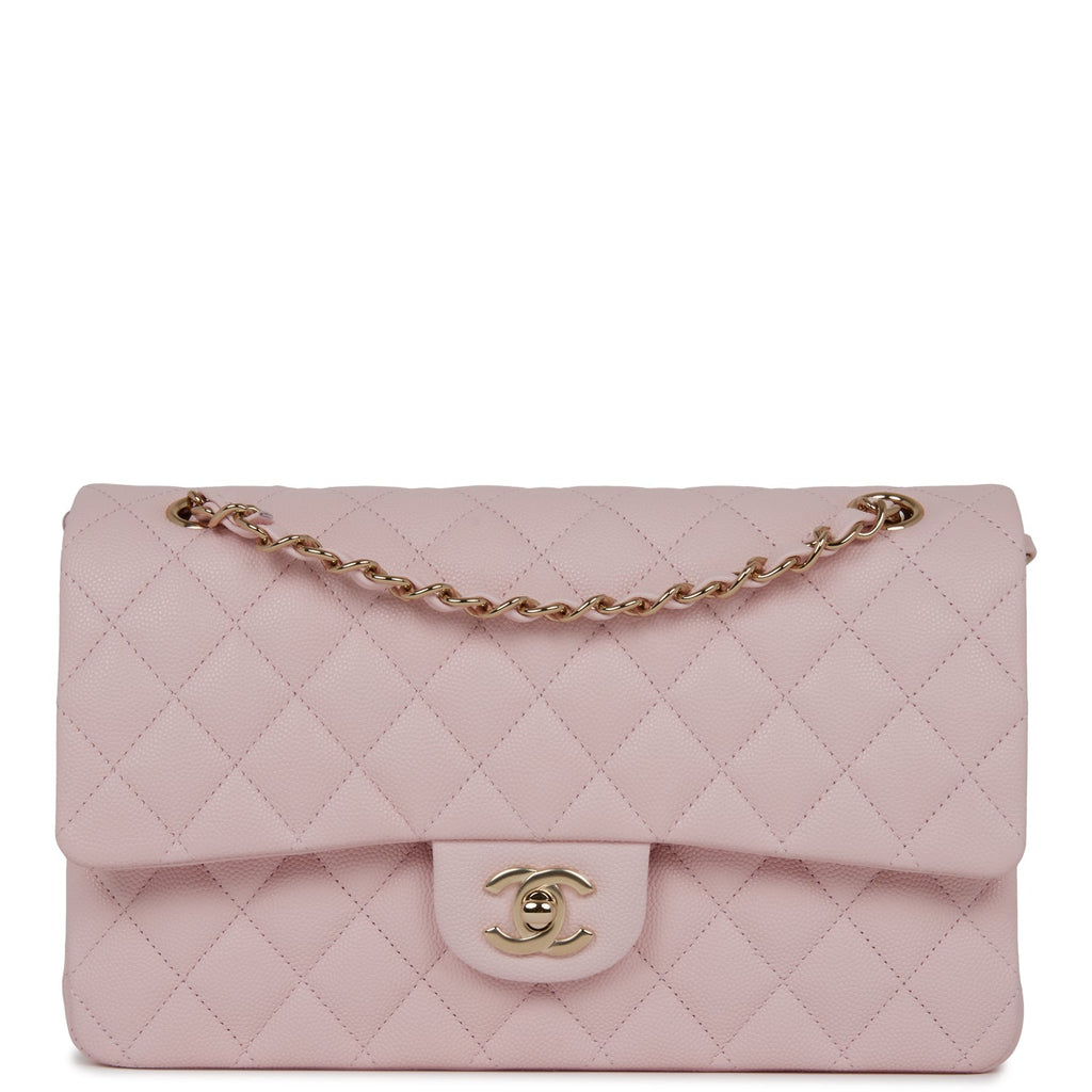 Chanel Medium Classic Double Flap Bag Light Pink Caviar Light Gold Hardware