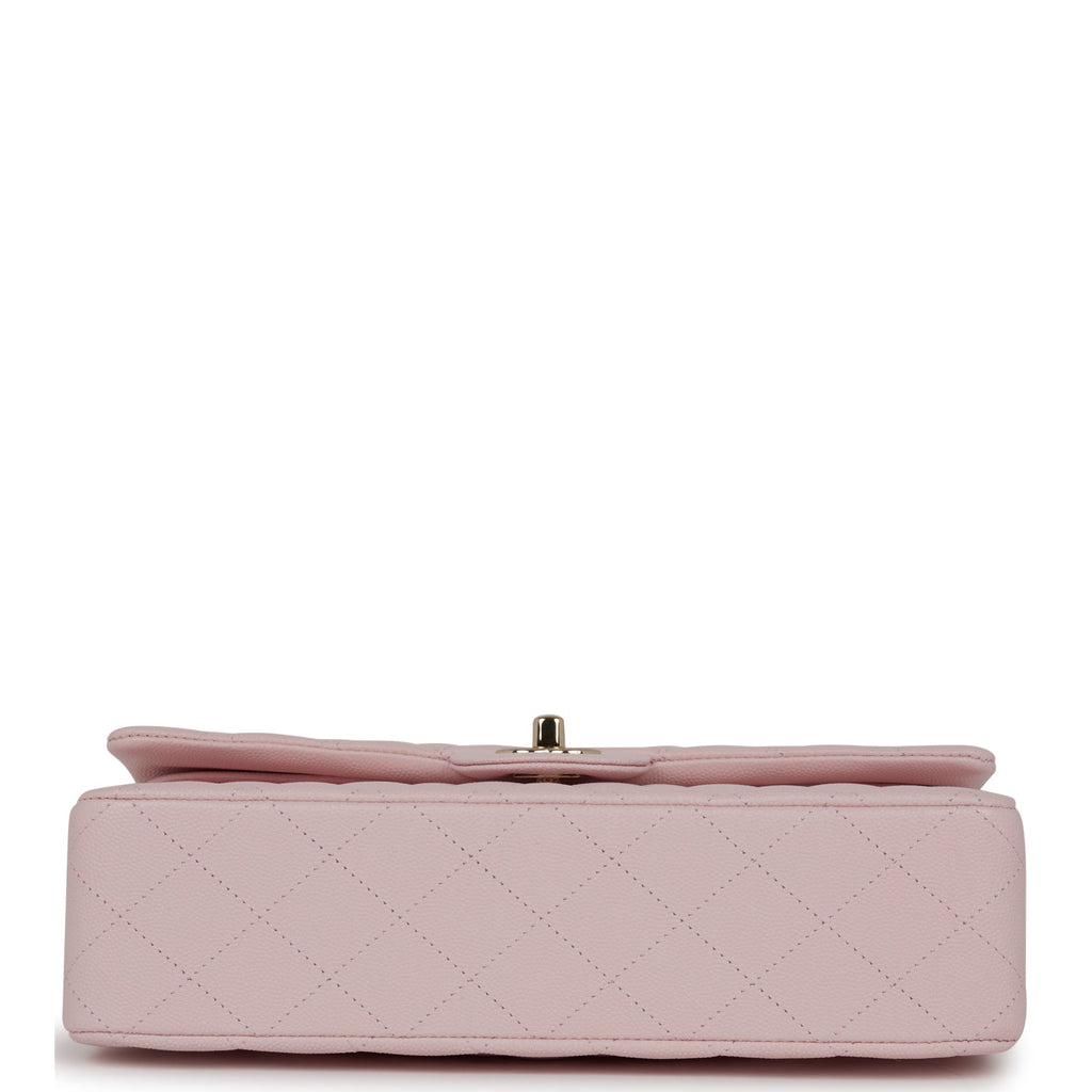 Chanel Medium Classic Double Flap Bag Light Pink Caviar Light Gold Hardware