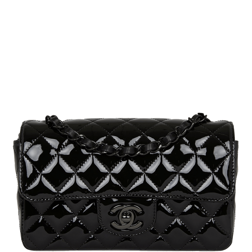 Chanel Mini Rectangular Flap Bag SO Black Patent Black Hardware