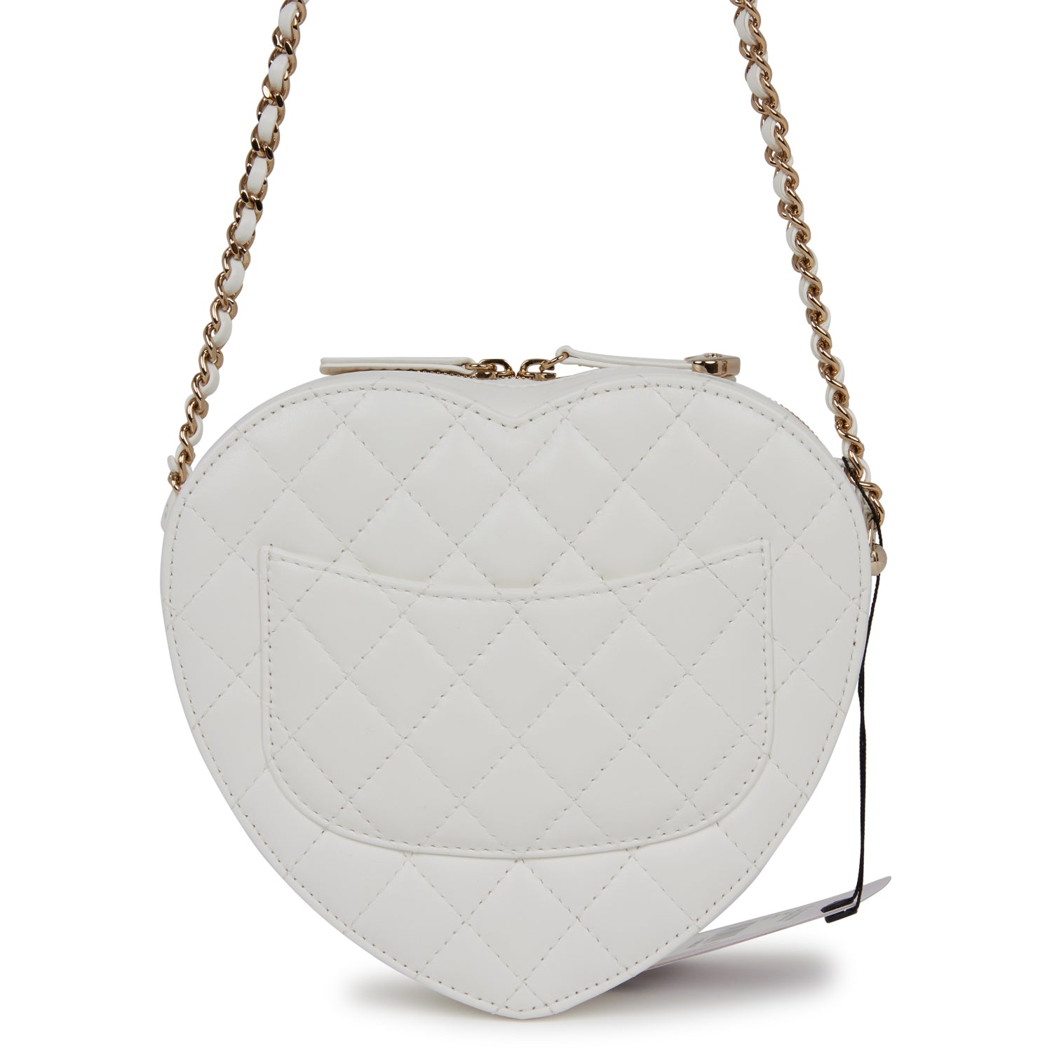 Chanel CC In Love Large Heart Bag White Lambskin Light Gold Hardware