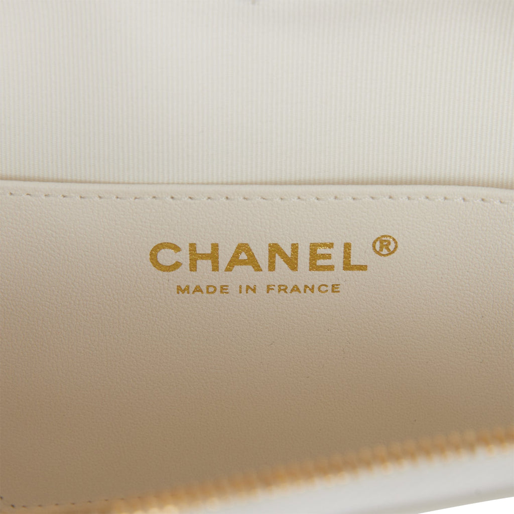 Chanel CC In Love Large Heart Bag White Lambskin Light Gold Hardware