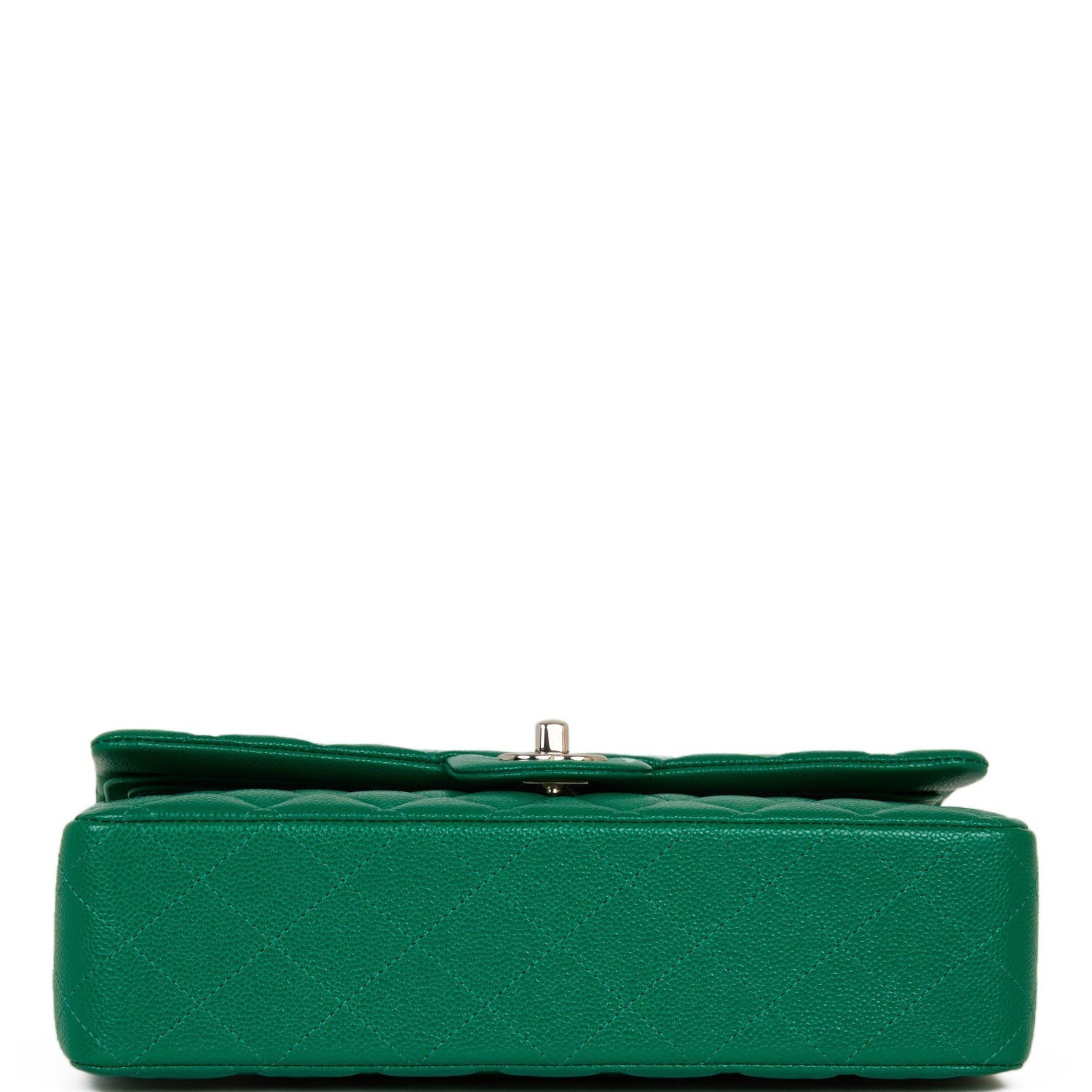Chanel Medium Classic Double Flap Bag Green Caviar Silver Hardware