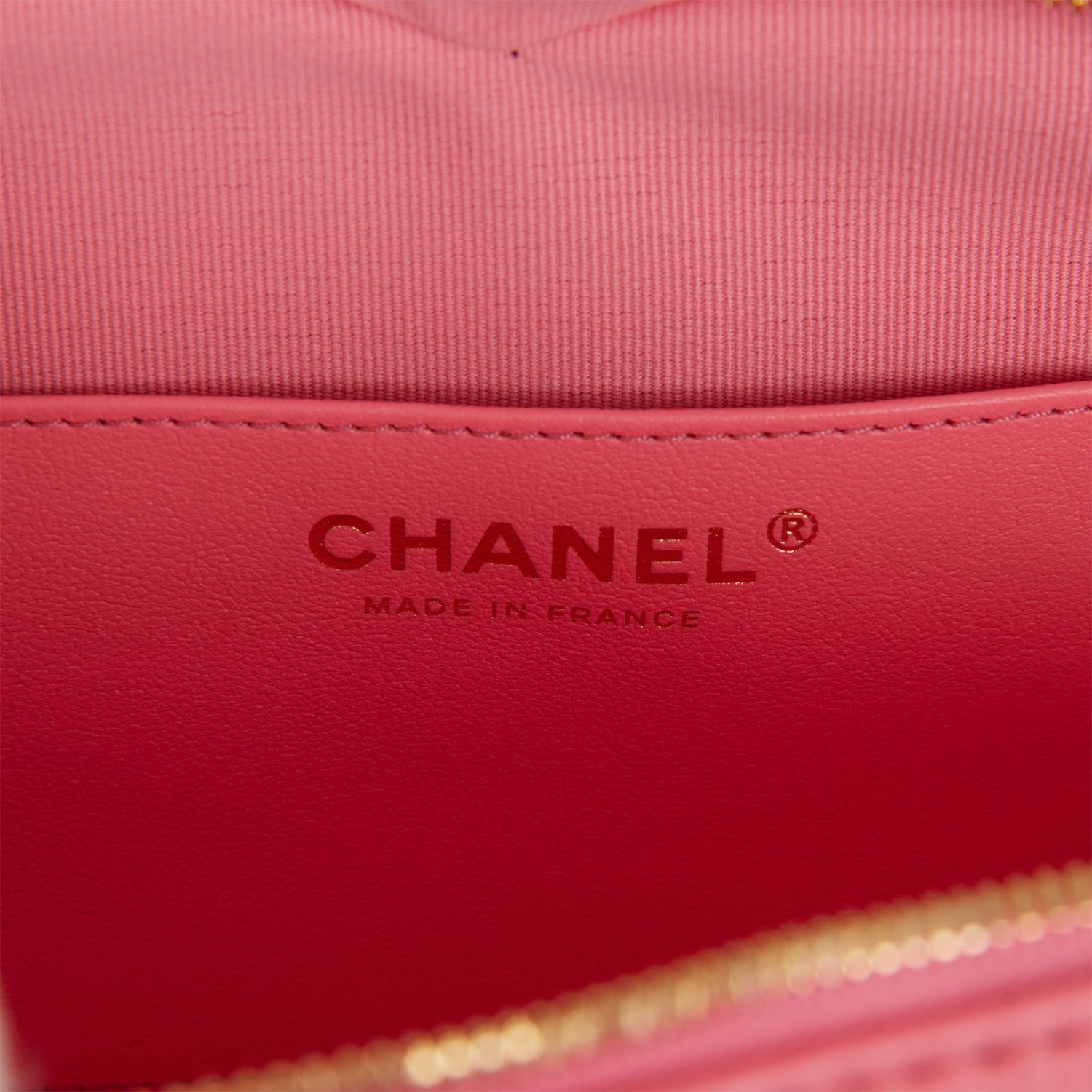 Chanel CC In Love Large Heart Bag Pink Lambskin Light Gold Hardware