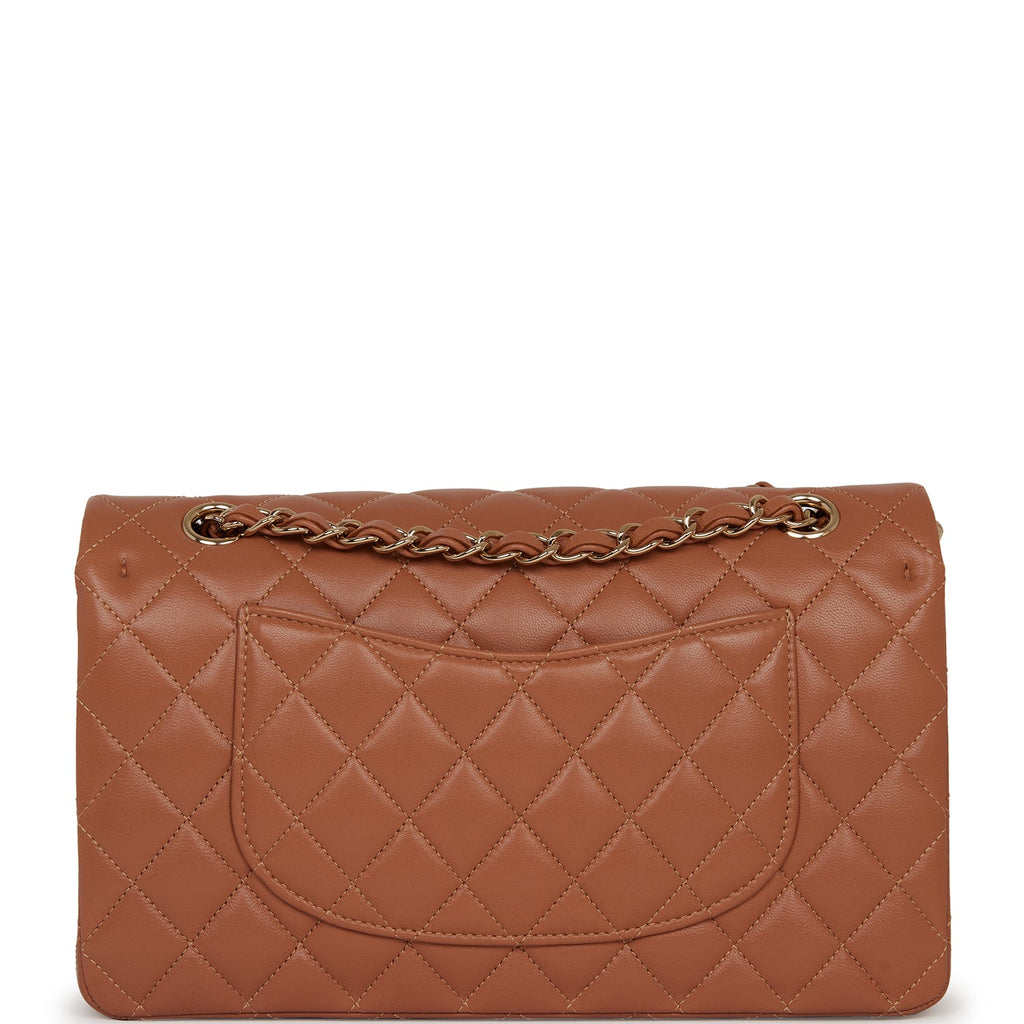Chanel Medium Classic Double Flap Bag Caramel Lambskin Light Gold Hardware