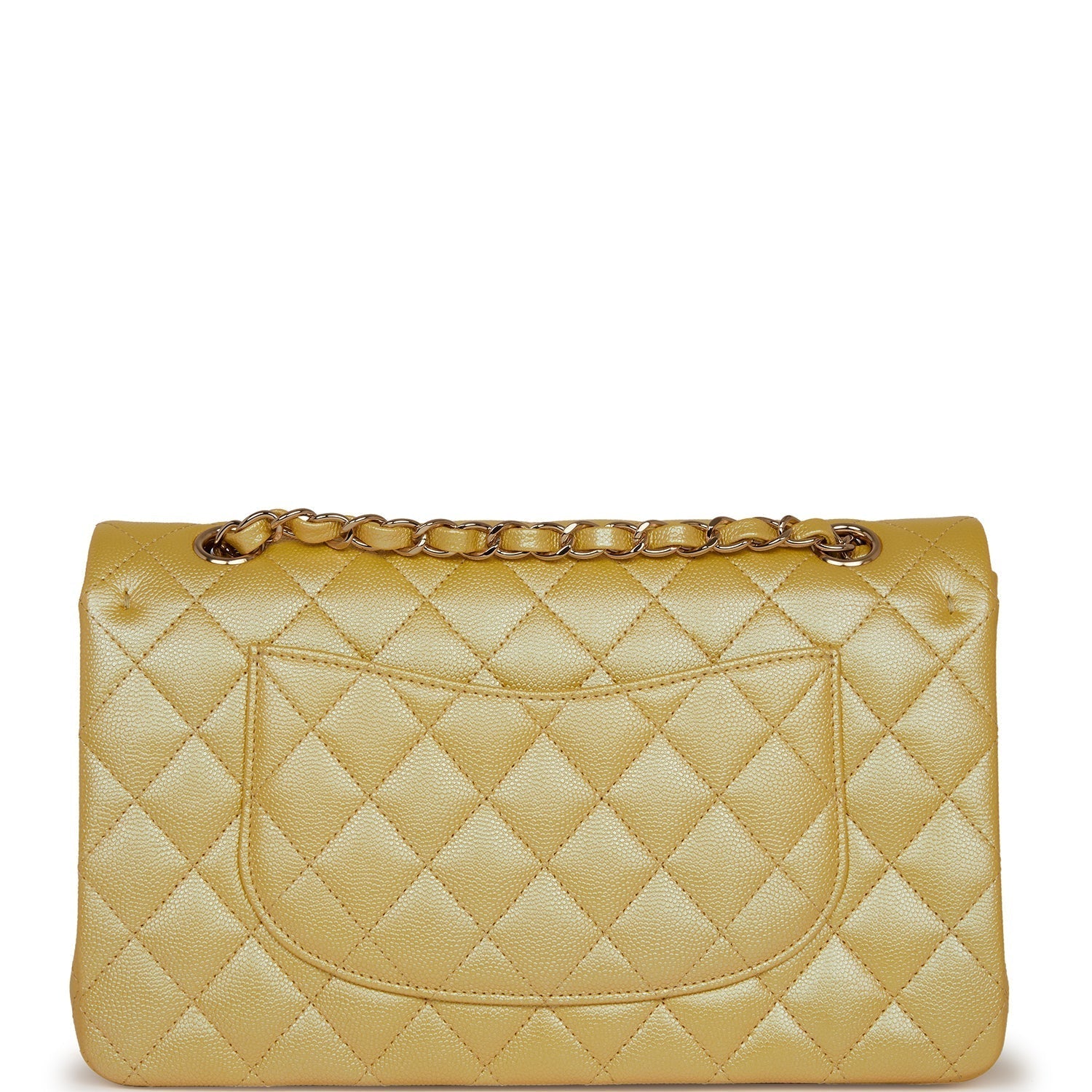 Chanel Medium Classic Double Flap Bag Yellow Iridescent Caviar Light Gold Hardware