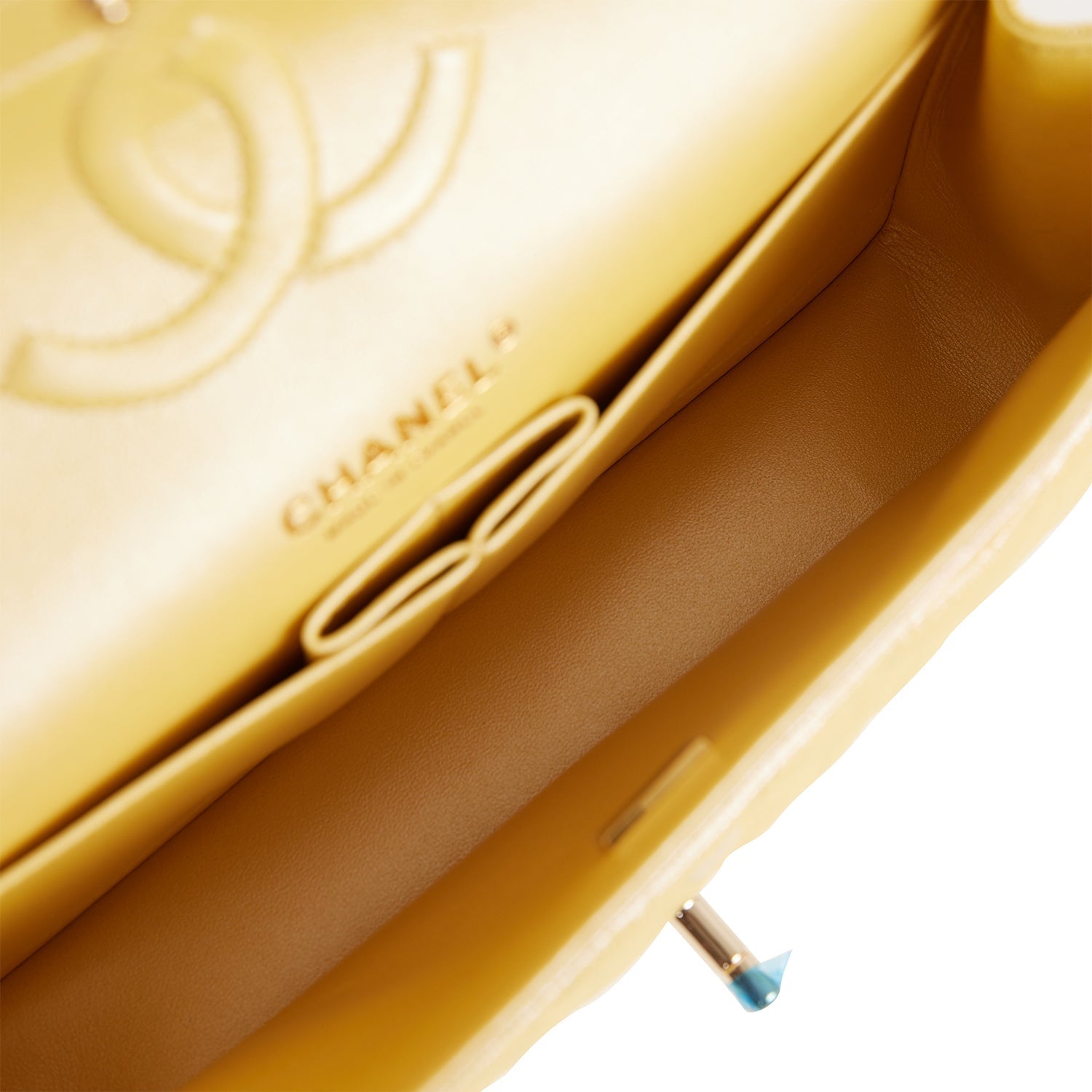 Chanel Medium Classic Double Flap Bag Yellow Iridescent Caviar Light Gold Hardware