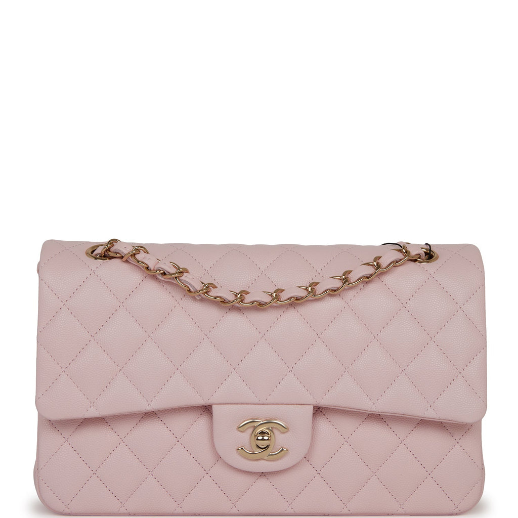Chanel Medium Classic Double Flap Bag Light Pink Caviar Light Gold Hardware