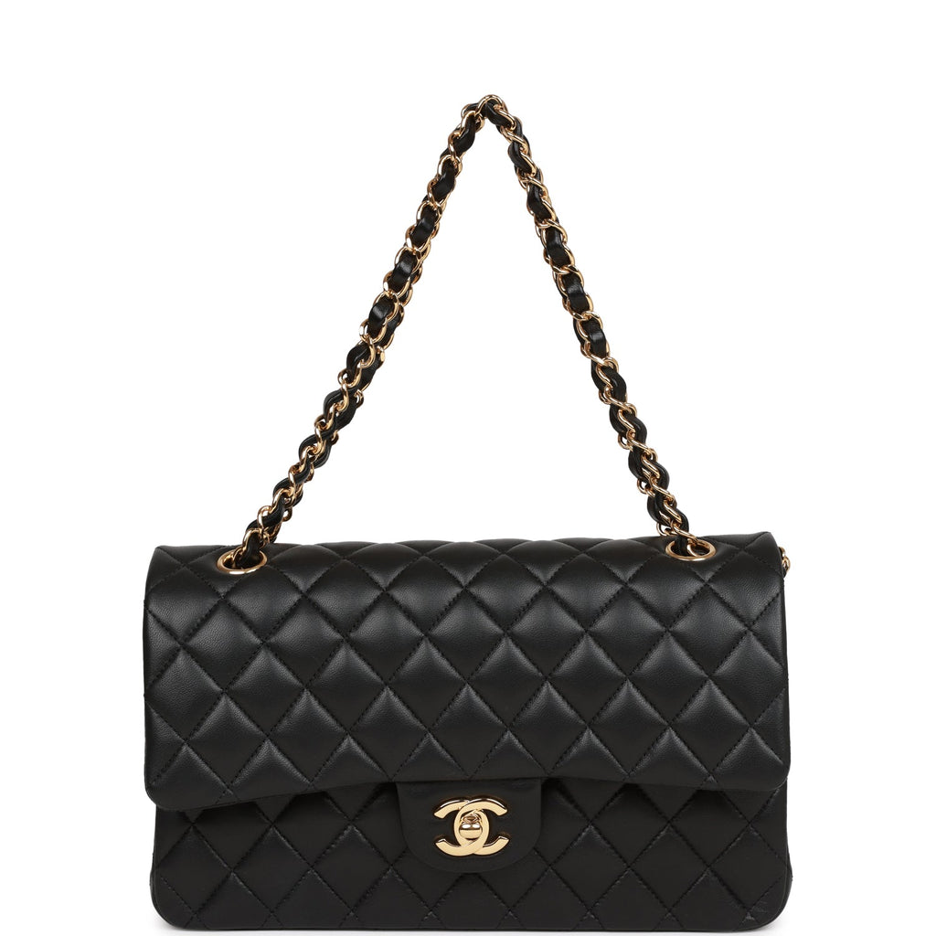 Chanel Medium Classic Double Flap Bag Black Lambskin Gold Hardware