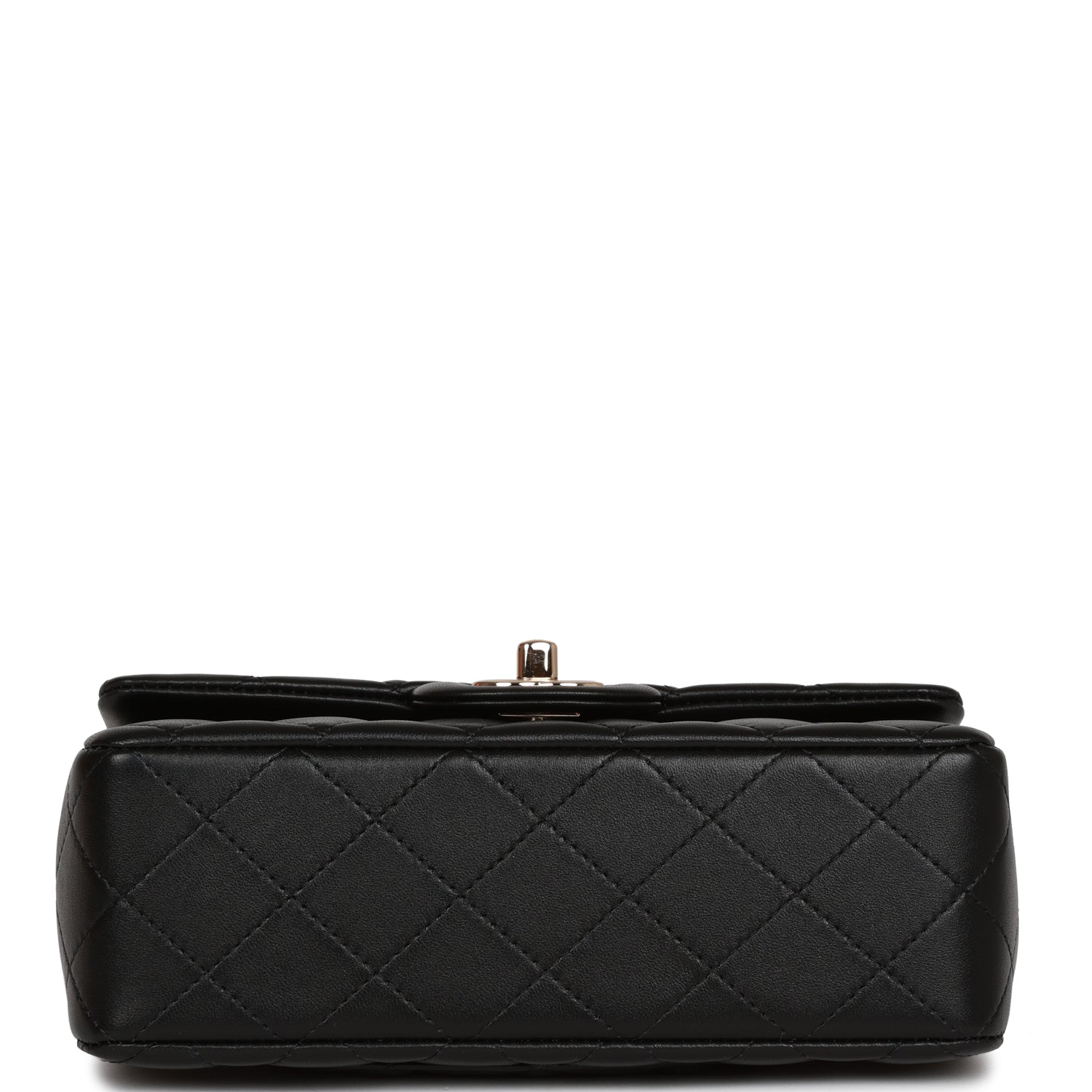 Chanel Mini Rectangular Flap Bag with Top Handle Black Lambskin Light Gold Hardware