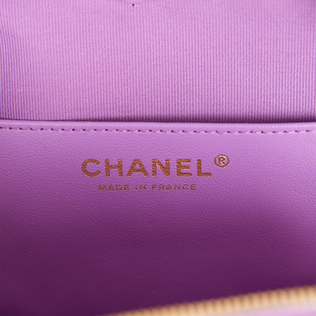 Chanel CC In Love Large Heart Bag Purple Lambskin Light Gold Hardware