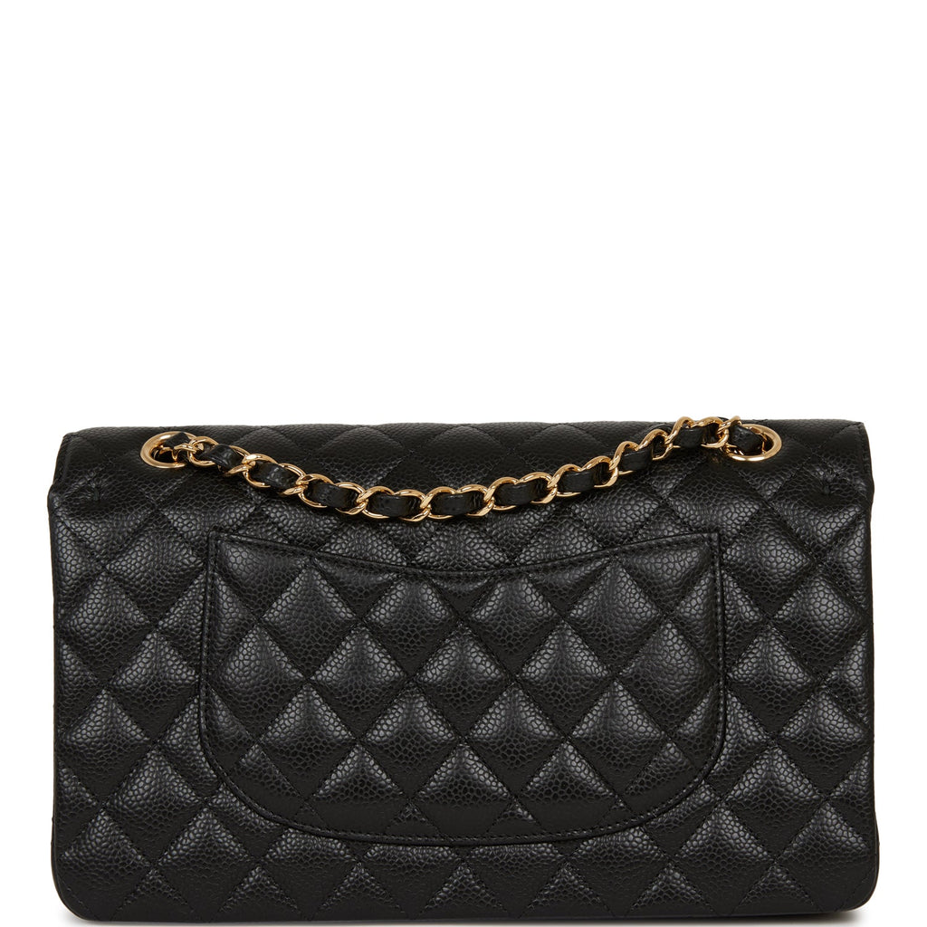 Chanel Medium Classic Double Flap Bag Black Quilted Caviar Gold Hardware