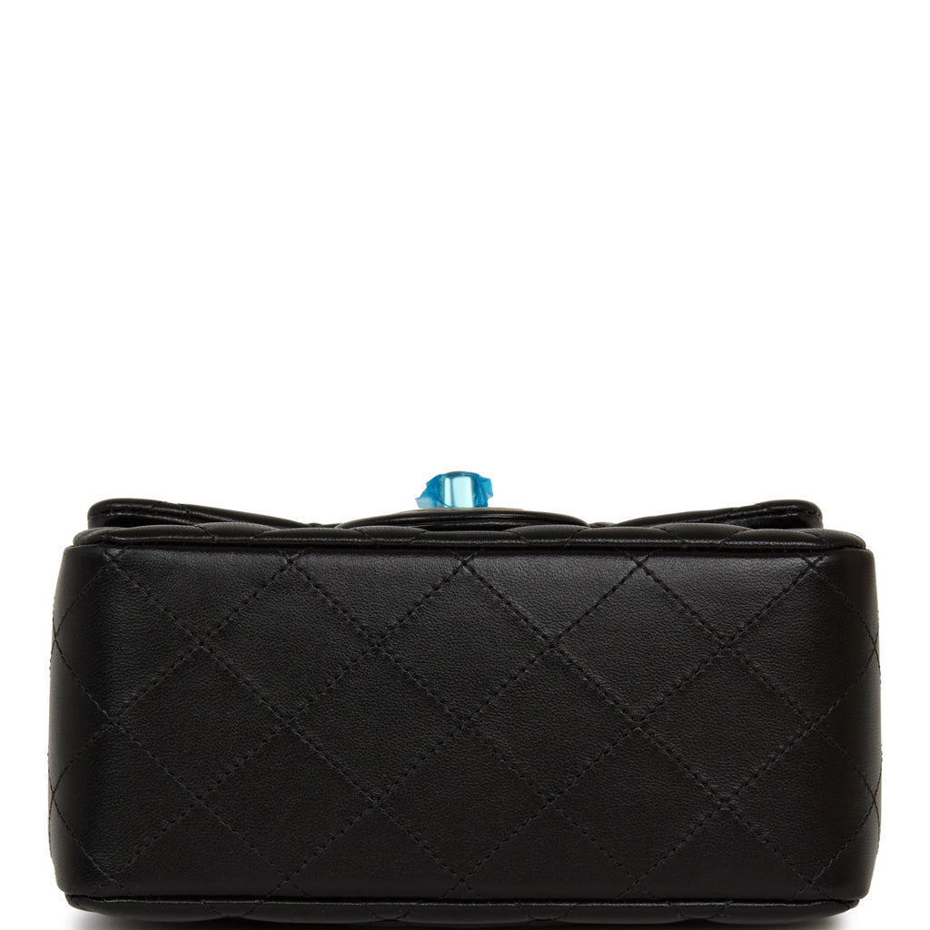 Chanel Mini Square Flap Bag Black Lambskin Light Gold Hardware