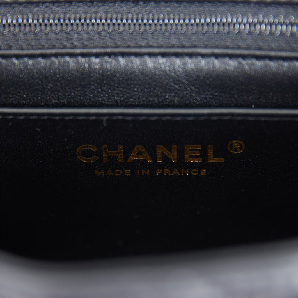 Chanel Mini Square Flap Bag Black Lambskin Light Gold Hardware