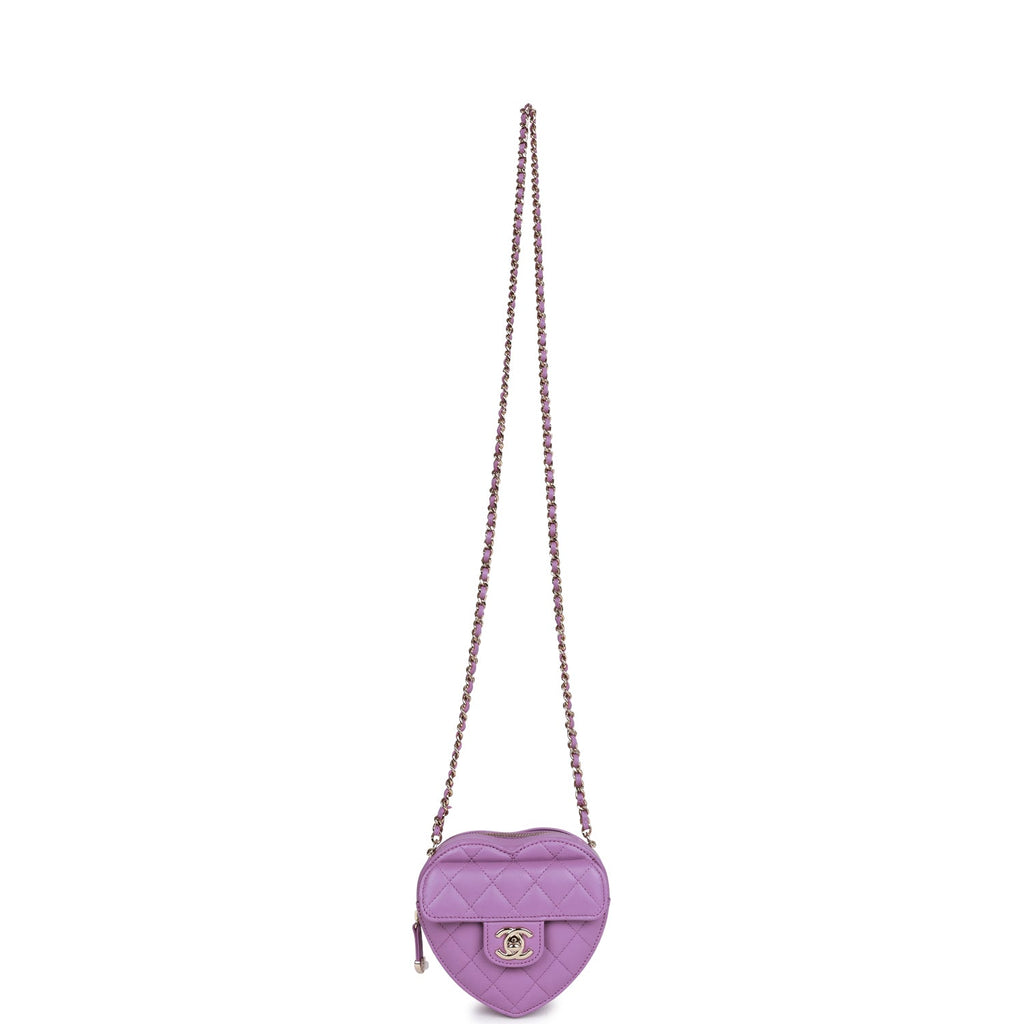 Chanel CC In Love Heart Clutch with Chain Purple Lambskin Light Gold Hardware