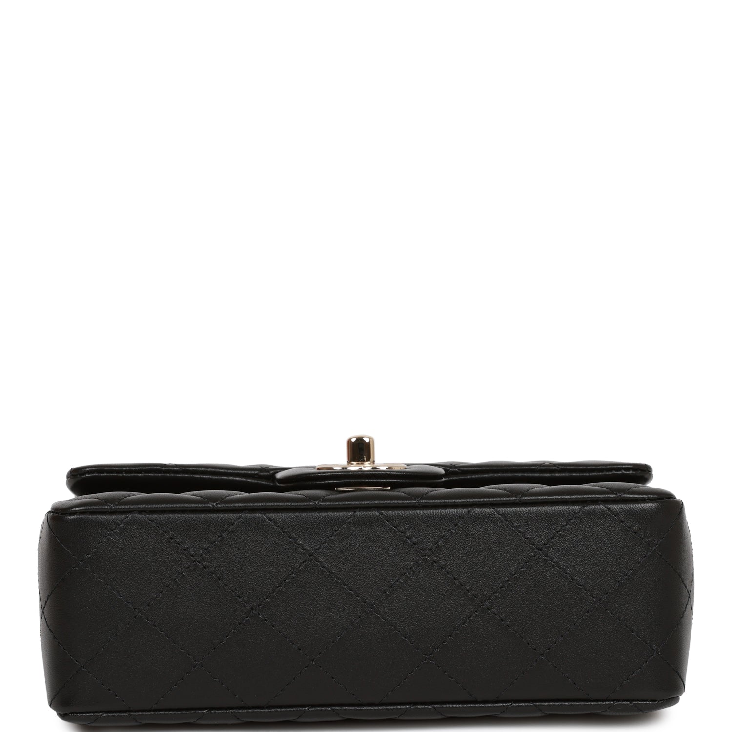 Chanel Mini Rectangular Flap Bag Black Lambskin Light Gold Hardware