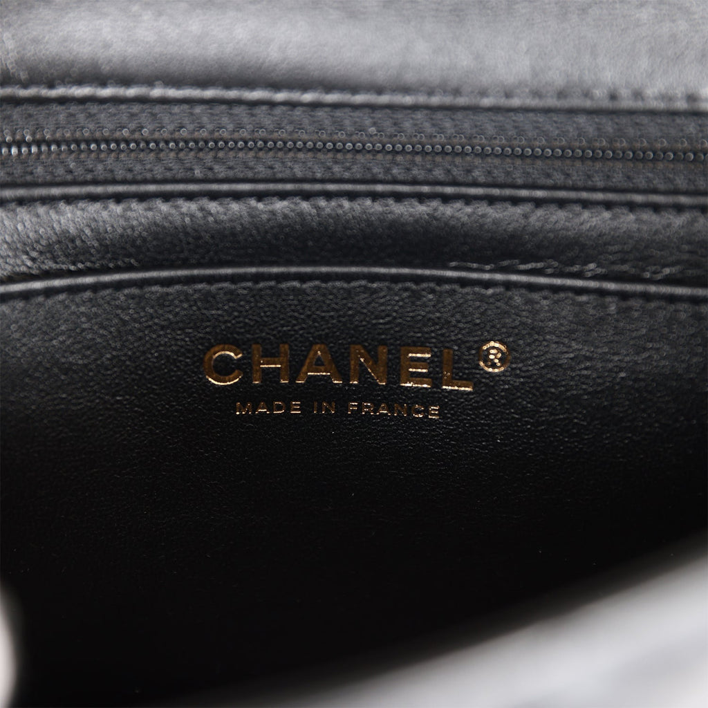 Chanel Mini Rectangular Flap Bag Black Lambskin Light Gold Hardware