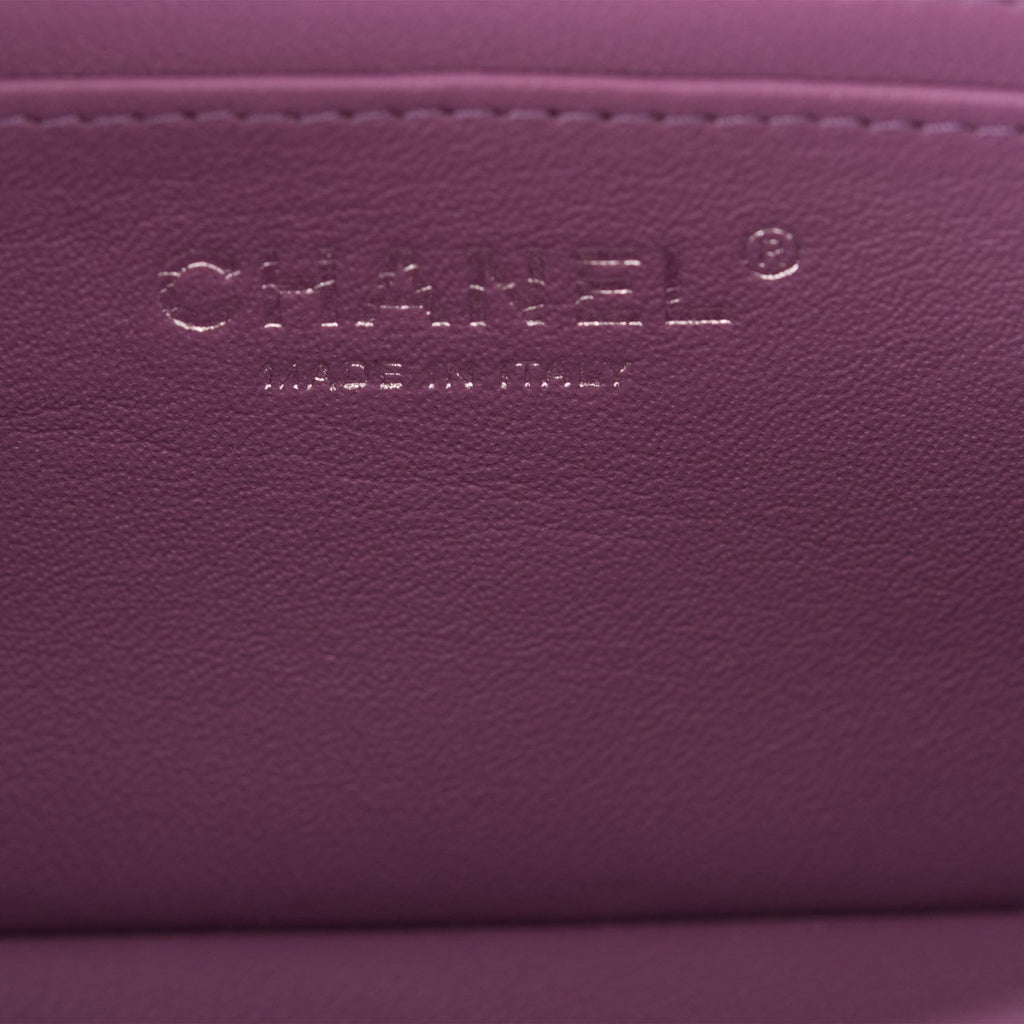 Chanel Mini Rectangular Flap Bag Purple Lambskin Silver Hardware