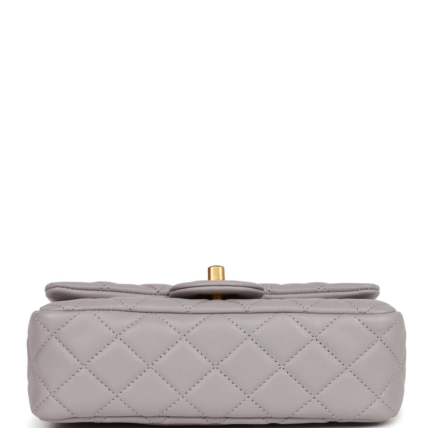 Chanel Pearl Crush Mini Rectangular Flap Bag Light Grey Lambskin Antique Gold Hardware