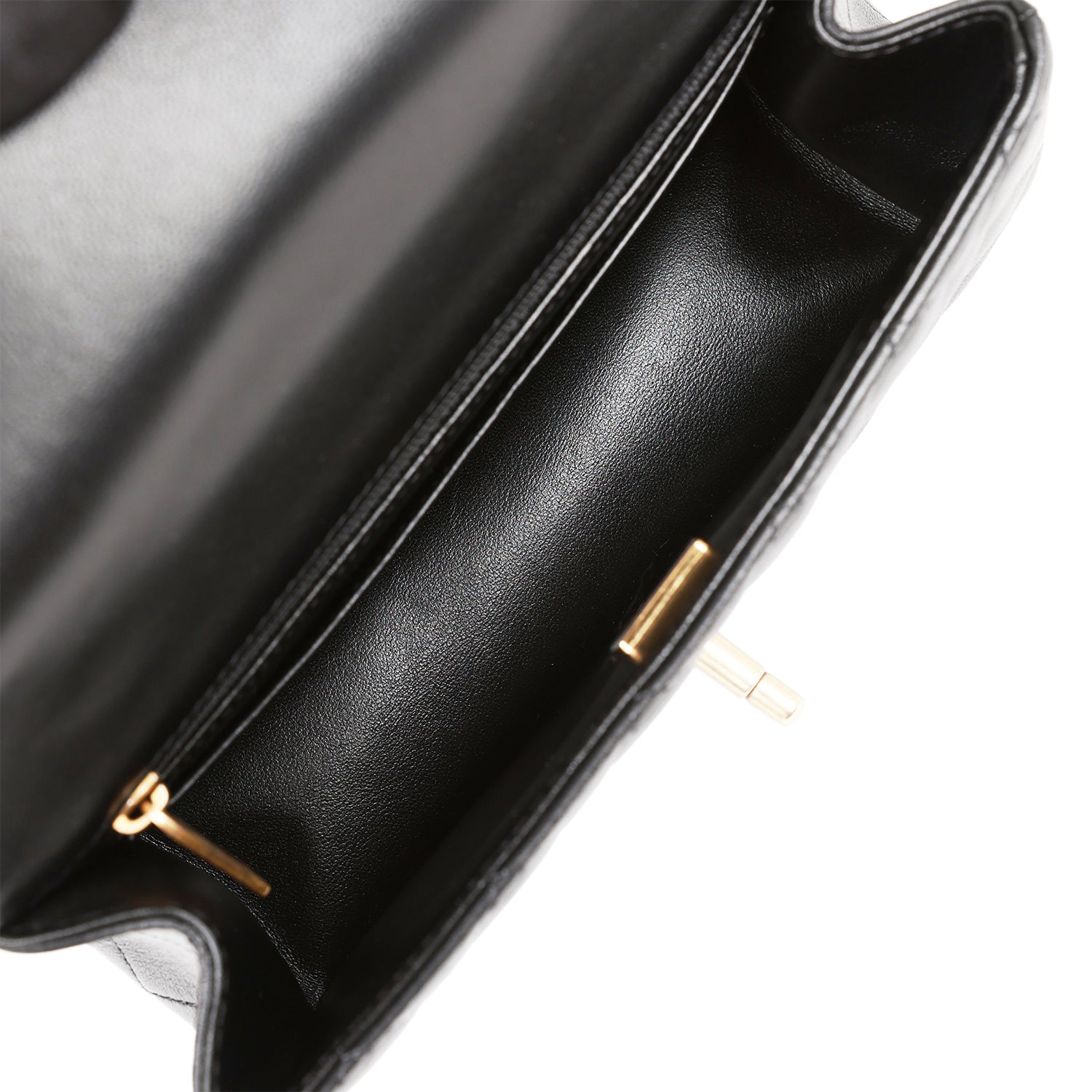 Chanel Rectangular Mini Flap Bag with Top Handle Black Lambskin Antique Gold Hardware