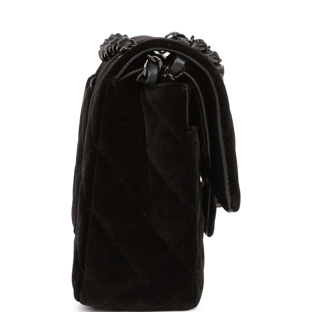 Chanel Medium Classic Double Flap Bag Black Velvet Ruthenium Hardware