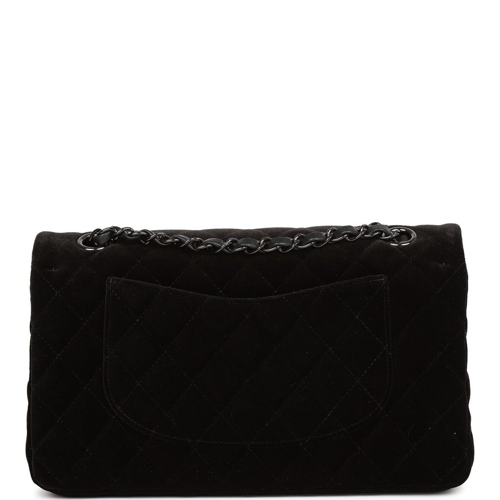 Chanel Medium Classic Double Flap Bag Black Velvet Ruthenium Hardware