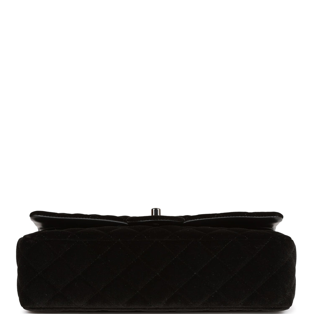 Chanel Medium Classic Double Flap Bag Black Velvet Ruthenium Hardware
