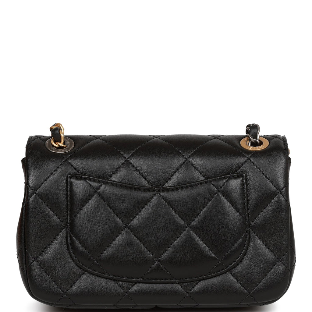 Chanel Coco Clips Mini Rectangular Flap Bag Black Lambskin Mixed Hardware
