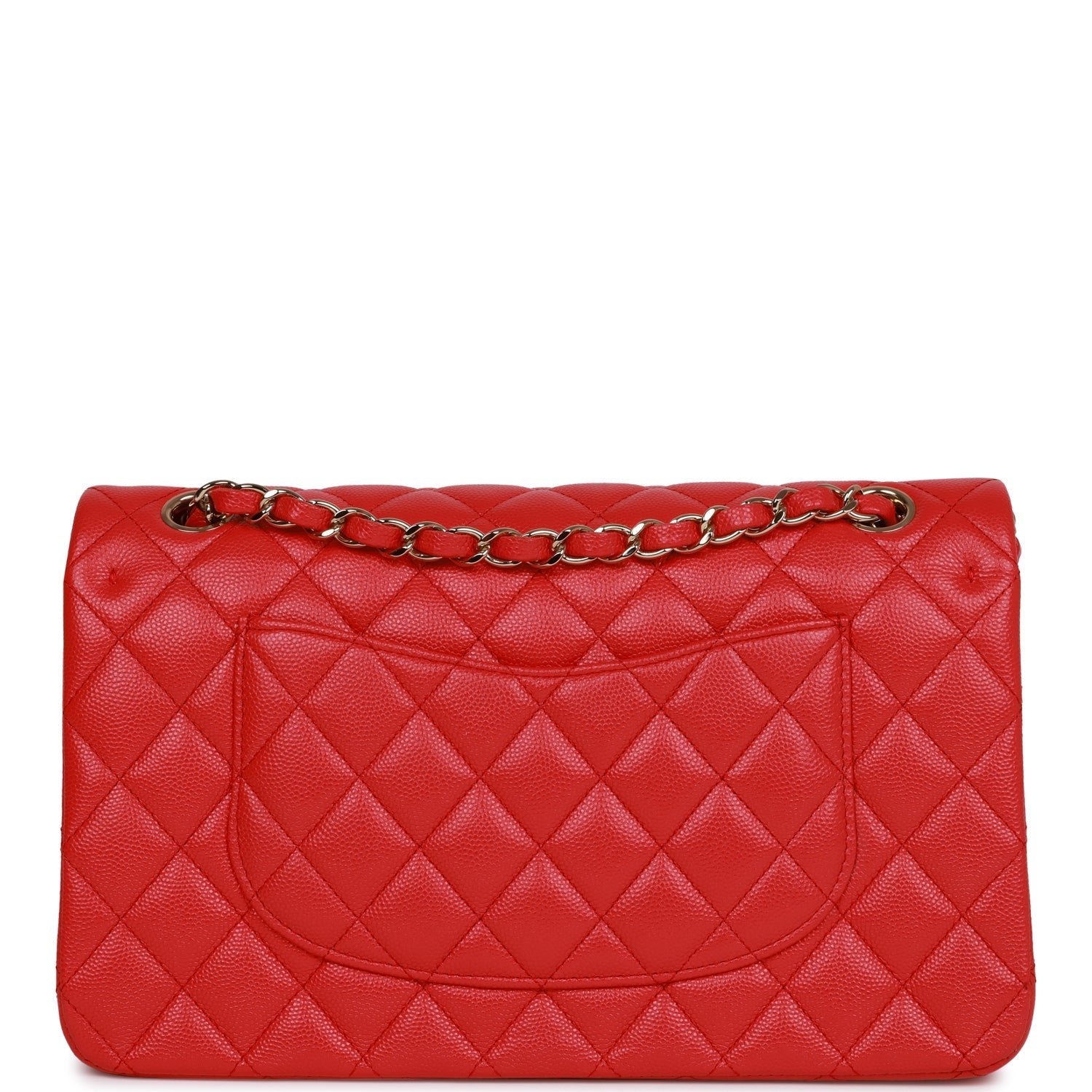 Chanel Medium Classic Double Flap Bag Red Caviar Light Gold Hardware