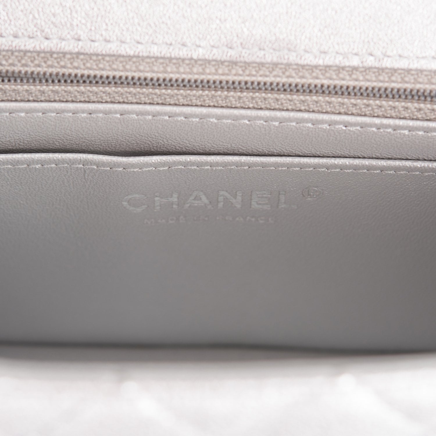 Chanel Mini Rectangular Flap Bag Silver Metallic Lambskin Silver Hardware