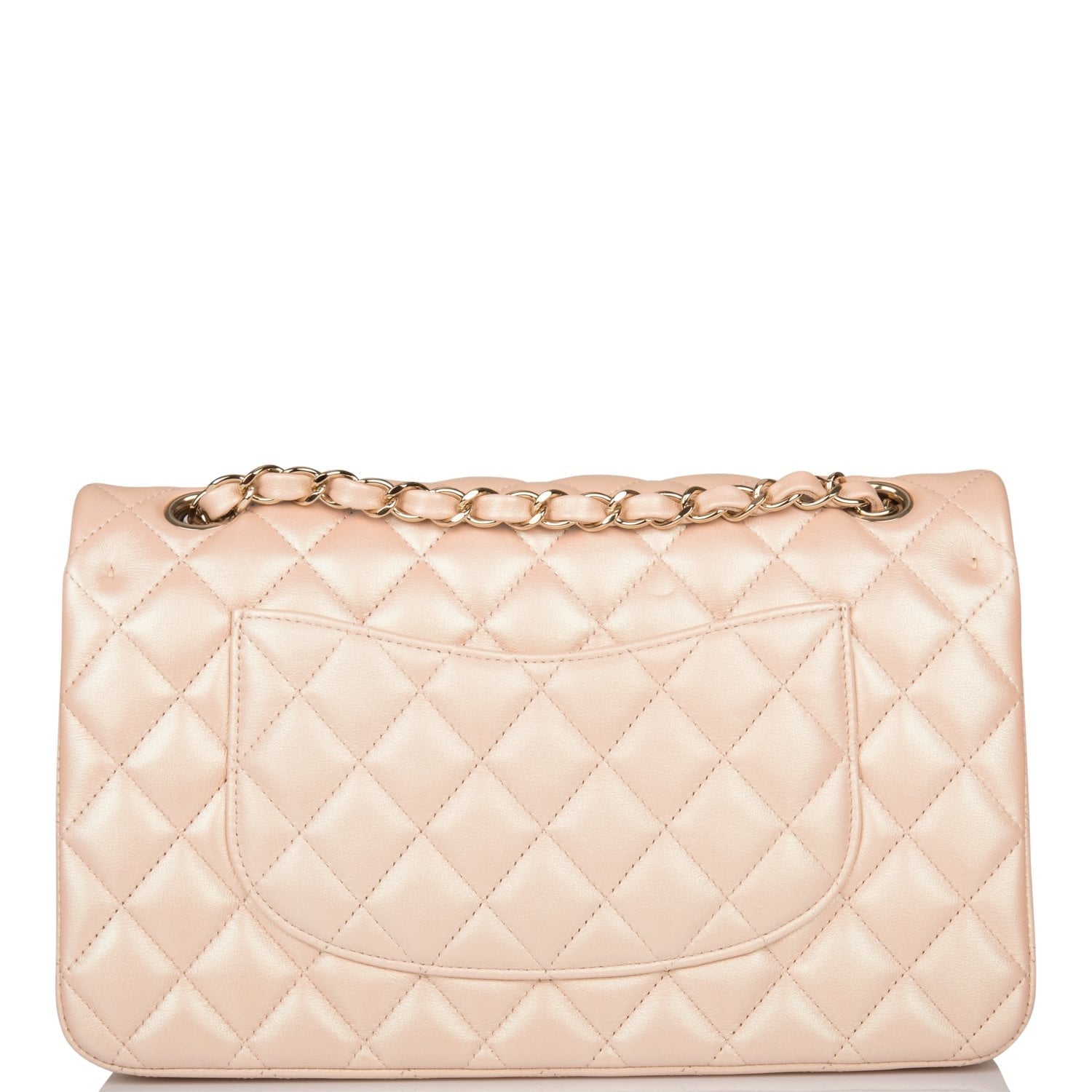 Chanel Medium Classic Double Flap Bag Beige Iridescent Calfskin Light Gold Hardware