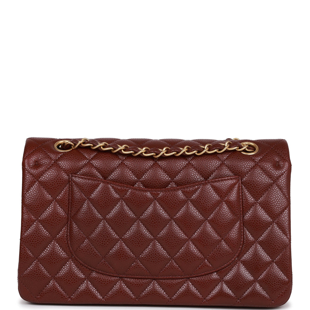 Chanel Medium Classic Double Flap Bag Burgundy Caviar Antique Gold Hardware