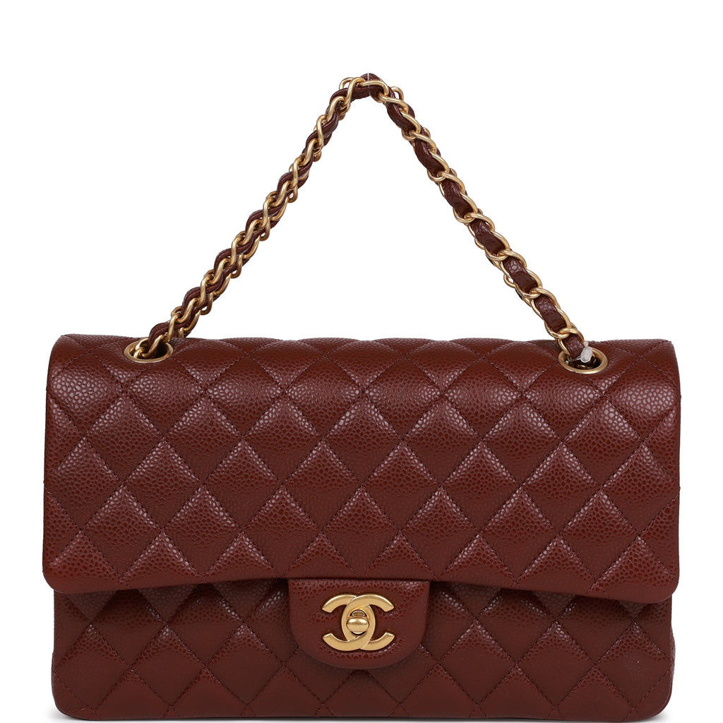 Chanel Medium Classic Double Flap Bag Burgundy Caviar Antique Gold Hardware