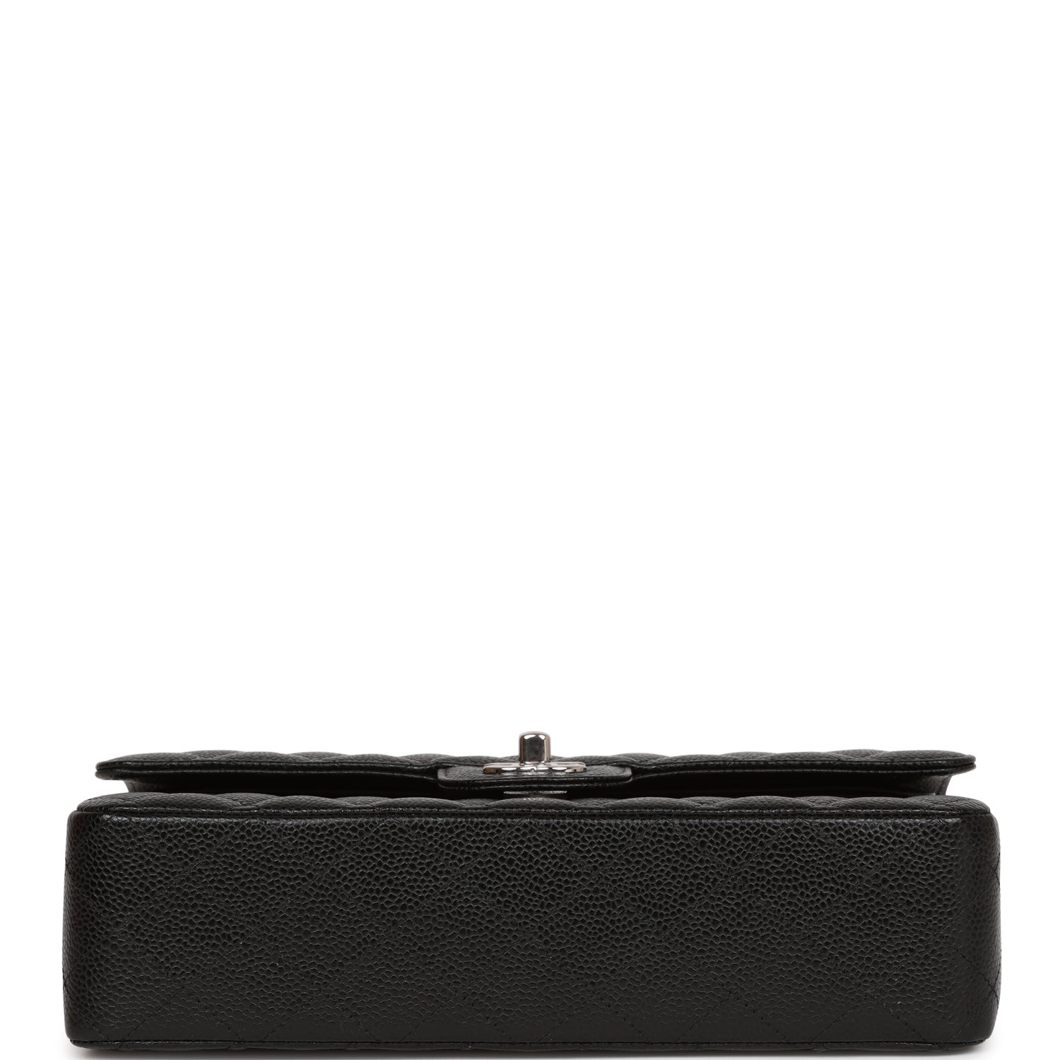 Chanel Medium Classic Double Flap Bag Black Quilted Caviar Silver Hardware